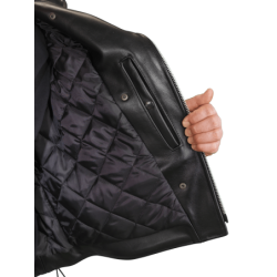 Hardcore Highwayman concealed carry leather motorcycle jacket with a ccw leather lined gun pocket