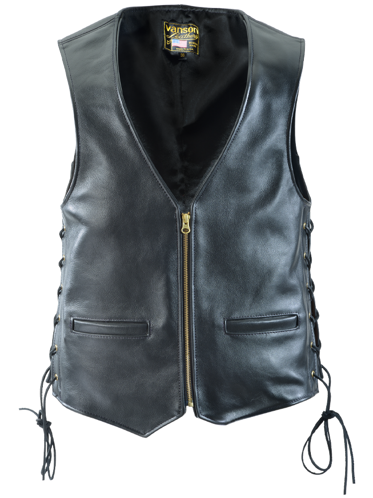 ZIP FRONT VEST LACE SIDES