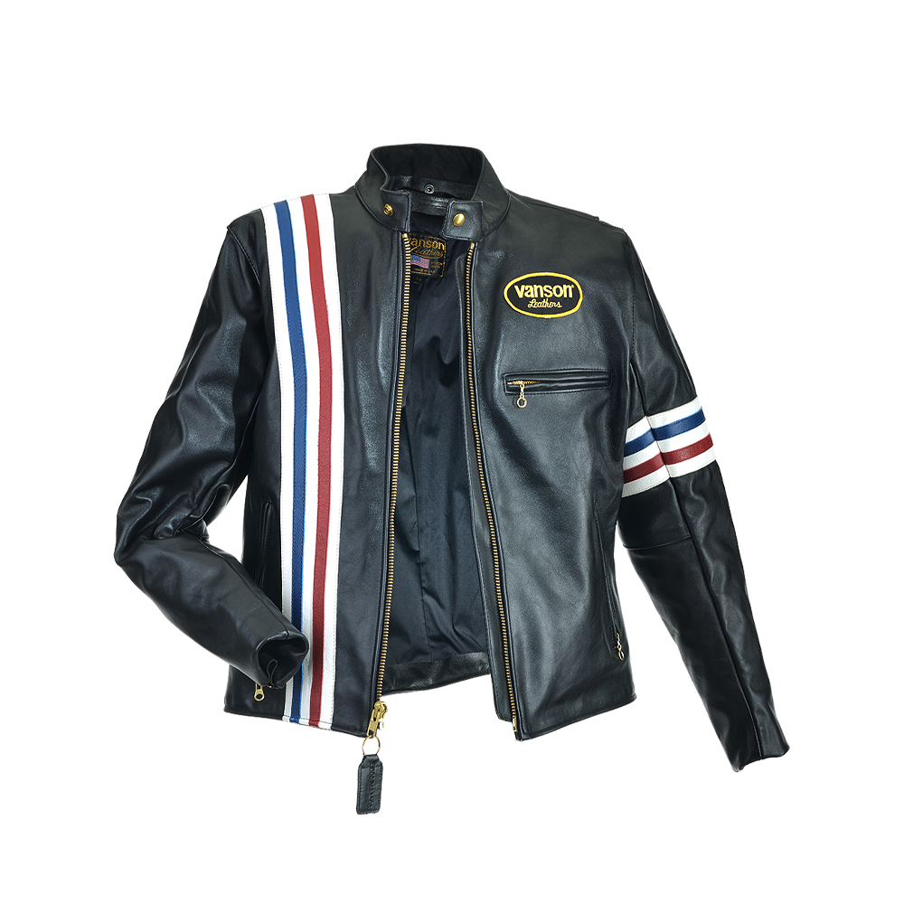 Captain America Leather Biker Jacket With Hand Made US Flag