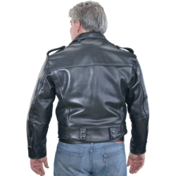 Force Motor Patrol Jacket Black Leather Police Motorcycle Concealed Carry Jacket with a ccw Leather lined inside gun pocket