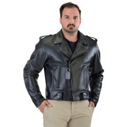 ProPerf Force Motor Patrol black Perforated Leather Summer Weight Police Concealed Carry Motorcycle Jacket with a ccw Leather