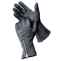 Rocket Gloves Black Cowhide Gauntlet Motorcycle Glove with Knuckle Palm Patch