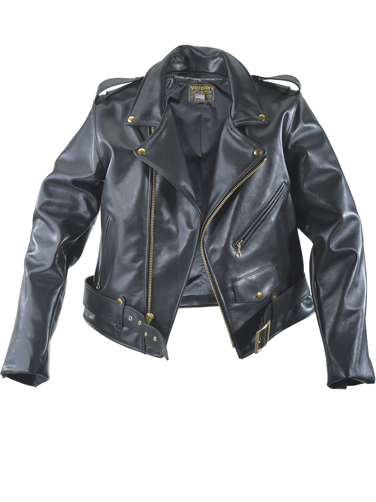 Model C2 -Rayon - Brando Style Black Leather Biker Jacket