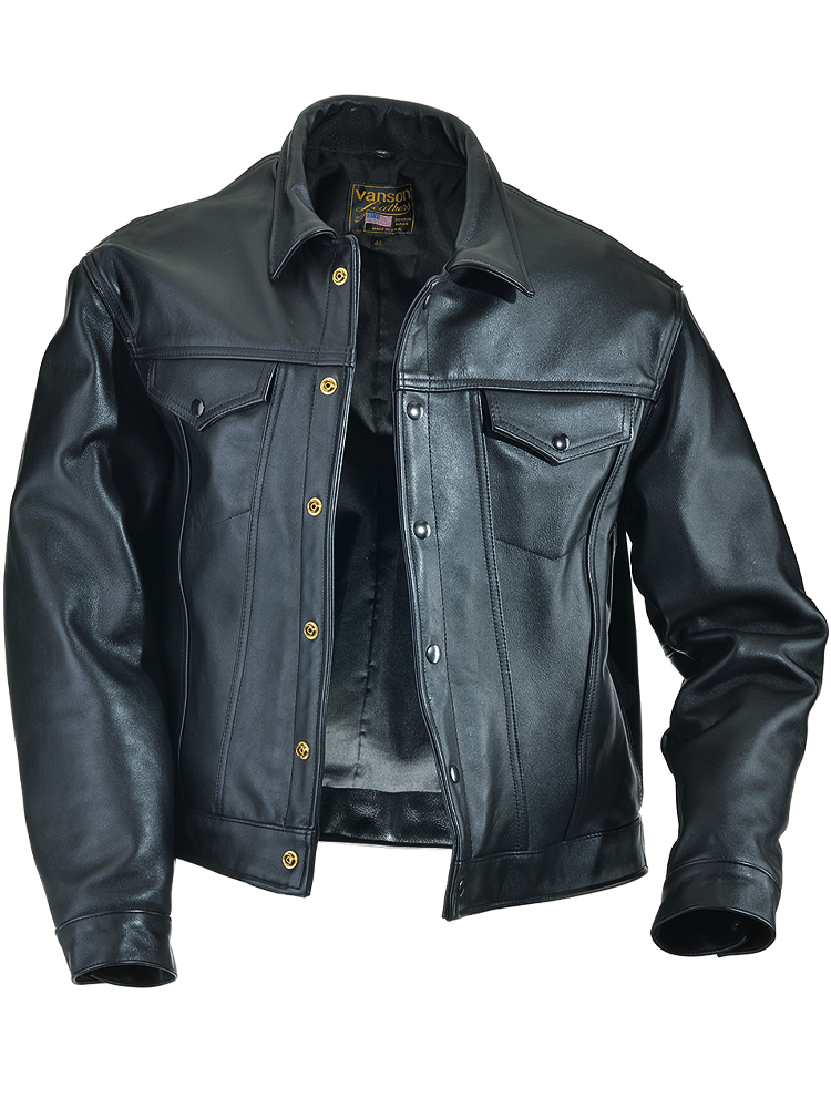 Maverick Jean Jacket - Snap-Front Denim-Style Leather Jacket