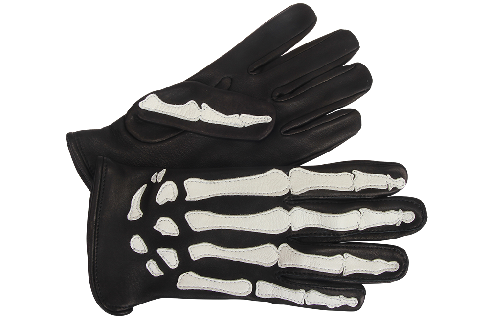 Roper Skeleton Bones XRAY Leather Motorcycle Gloves