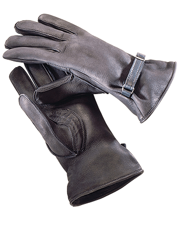 Womens Engineer Gloves - Black Naked Deer Skin Leather Motorcycle