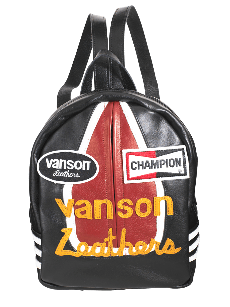 Vanson Leathers バックパック 黒/赤 Star Back Pack - Competition Leather Backpack with Star Jacket