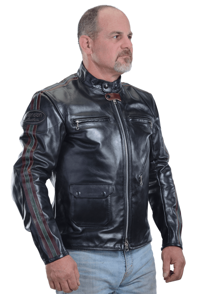 4015 Classic black Leather Motorcycle Jacket
