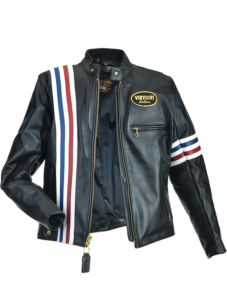 Captain America Leather Biker Jacket With Hand-Made US Flag