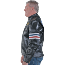 Captain America Leather Biker Jacket With Hand-Made US Flag