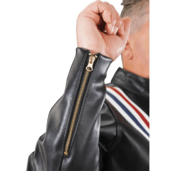 Captain America Leather Biker Jacket With Hand-Made US Flag