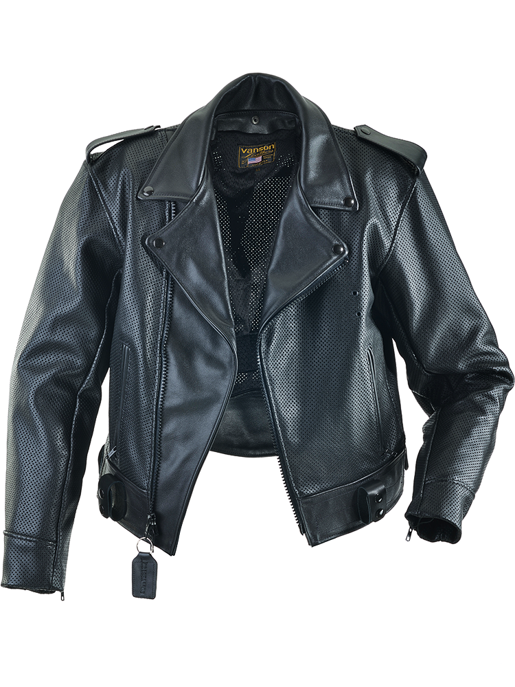 Vanson Leathers trooper ジャケット Ｌ　プロテクターつき ProPerf Force Motor-Patrol - black Perforated Leather Summer