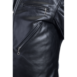 4015 Classic black Leather Motorcycle Jacket