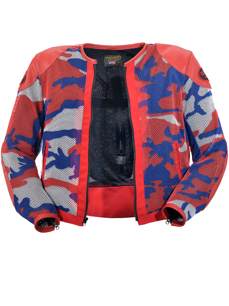 VANSON カモフラージュスリーブ ジャケット XL VX5 CYCLONE MESH JACKET