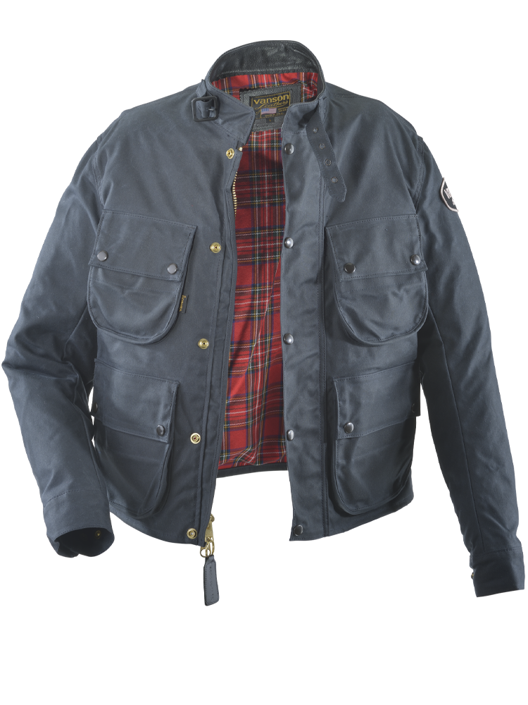 Dover 4010 A150 - TT Trials Style Black Wax Cotton Motorcycle Jacket