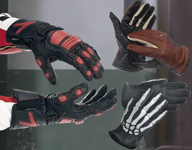 Leather Motorcycle and Driving Gloves