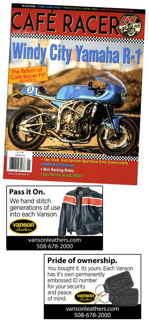Vanson ads in the Café Racer Magazine